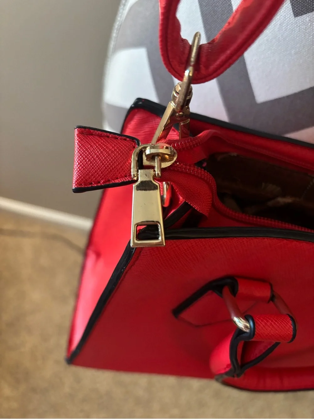 *HANDMADE!* One of a Kind Red Floral Orchard Tote Shoulder Bag 🍊🤍